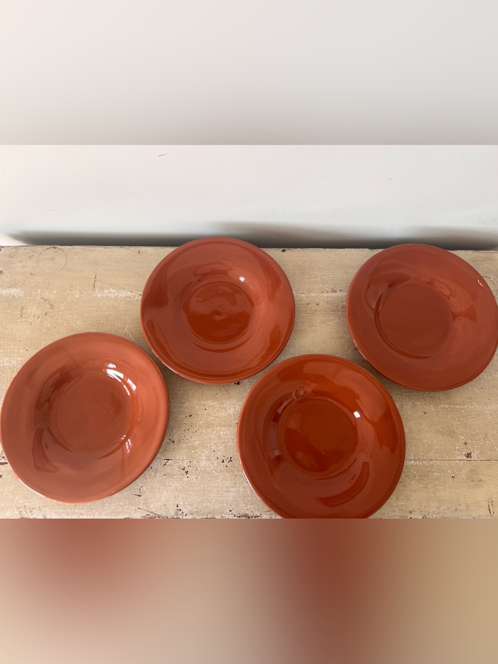 Pottery Barn Terracotta Orange Ceramic Salad/Dessert Plates - Set of 4